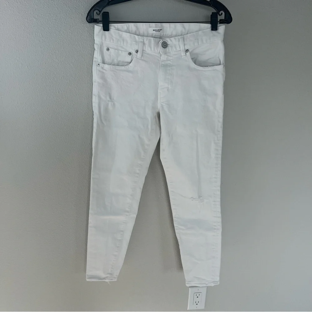 Moussy Vintage Velma Skinny Ankle Jeans White Denim Distressed Women’s 28